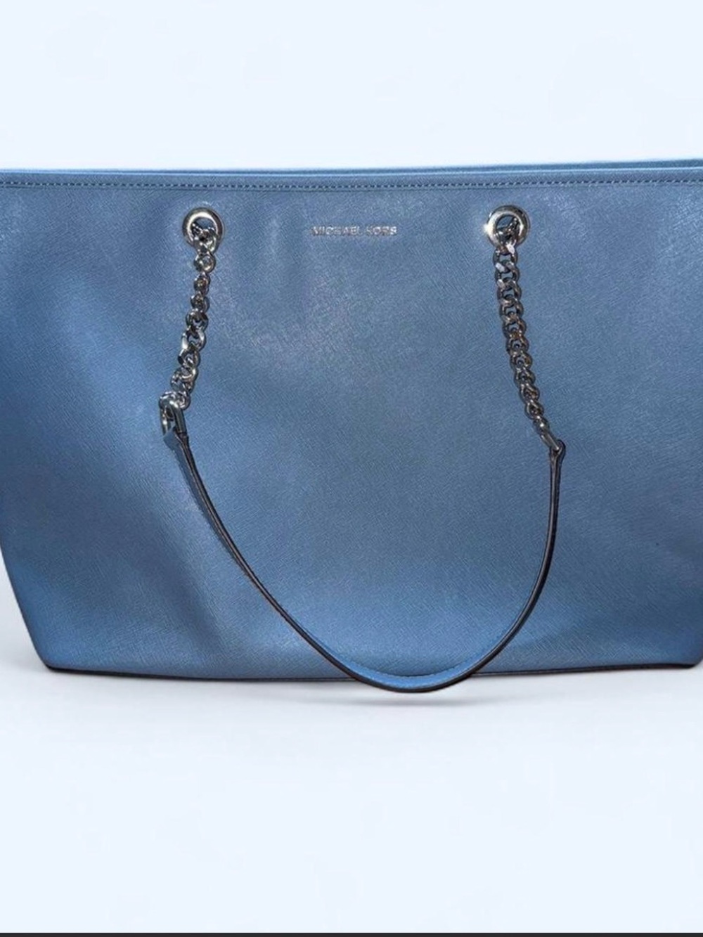 Michael Kors Steel Blue Saffiano Chain-Handle Tote